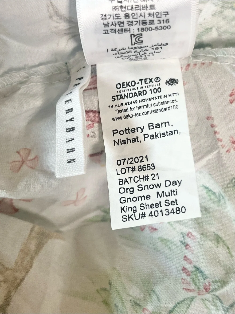 Pottery Barn Snow Day Gnomes Fitted King Sheet Christmas Bedding Discontinued
